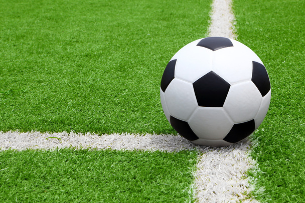Soccer ball point on field at side line - Foto, imagen