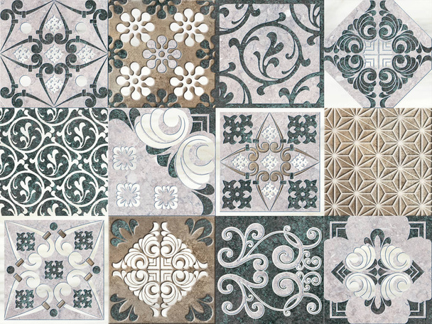 Digital tiles design. Colorful ceramic wall tiles decoration - Photo, Image