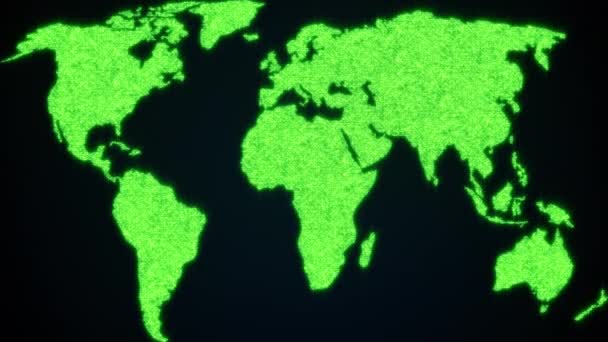 Mapa del mundo de partículas brillantes. 3D rendering of digital planet Earth. Fondo abstracto generado por ordenador
 - Imágenes, Vídeo