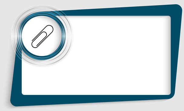 blue abstract text frame and transparent circle with paper clip - Vecteur, image