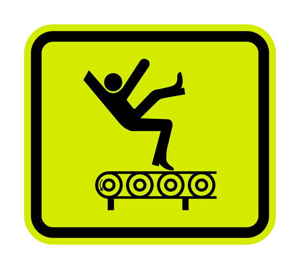 Fall Hazard From Conveyor Symbol Sign Isolate on White Background,Vector Illustration  - Vector, Image