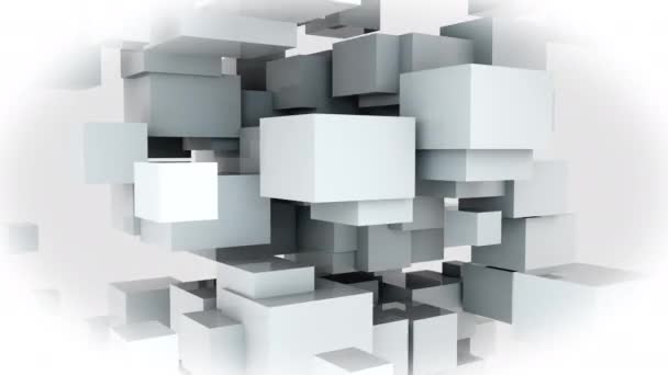 Random design of many white cubes. Computer generated web background, 3d rendering - Footage, Video