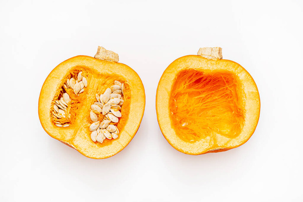 pumpkin on the white background, close up - Фото, изображение