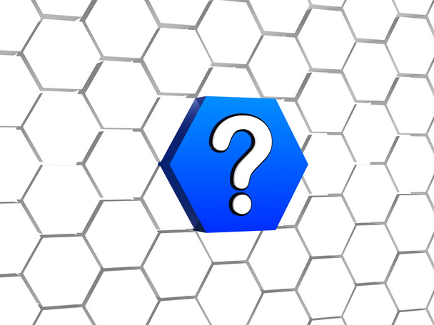 Question sign in blue hexagon - Photo, Image