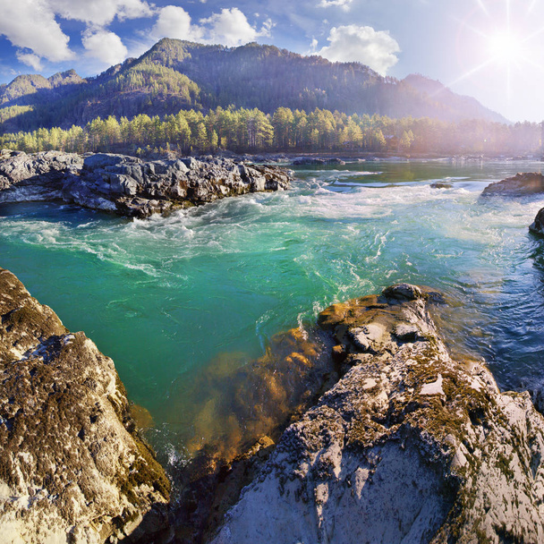 Colorful view, wild Katun river in the Altai mountains - Photo, Image