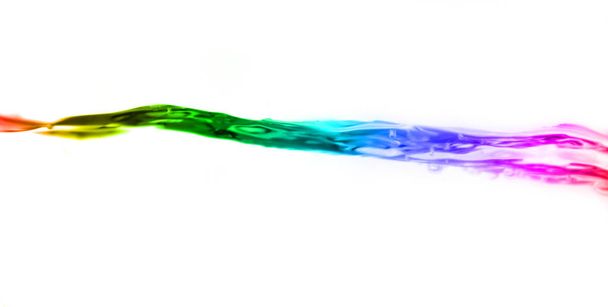 Nahaufnahme Farbverlauf Multicolor Water Splash auf weißem Hintergrund. isolieren auf weißem Hintergrund. - Foto, Bild