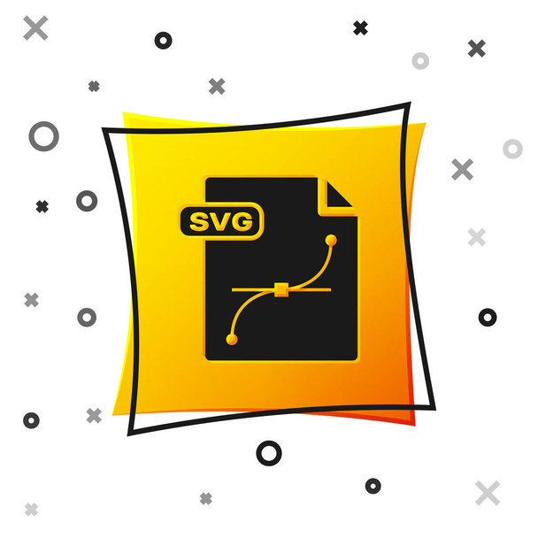 Czarny dokument Svg. Pobierz ikonę przycisku svg izolowane na białym tle. Symbol pliku Svg. Żółty, kwadratowy przycisk. Ilustracja wektora - Wektor, obraz
