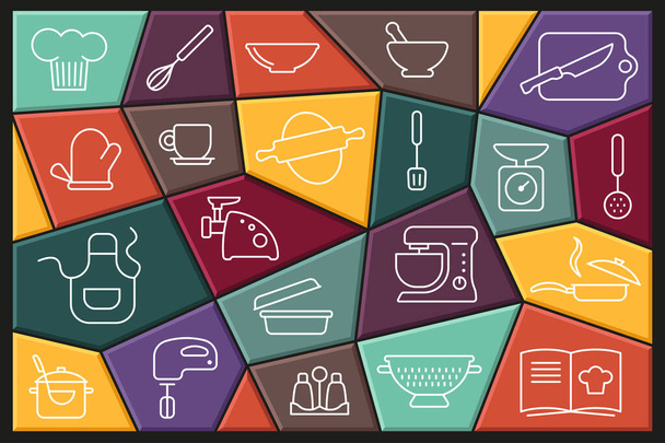Cooking Icon set. Linear icons with editable stroke - ベクター画像