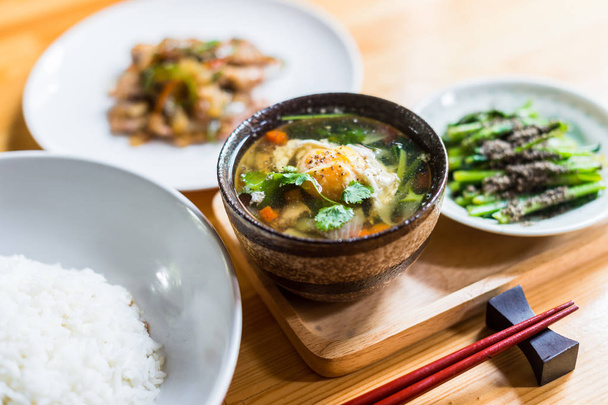 Closeup of Japanese food style, soup and vegetable mixed - Valokuva, kuva