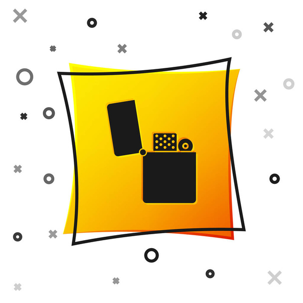 Icono Black Lighter aislado sobre fondo blanco. Botón cuadrado amarillo. Ilustración vectorial
 - Vector, imagen