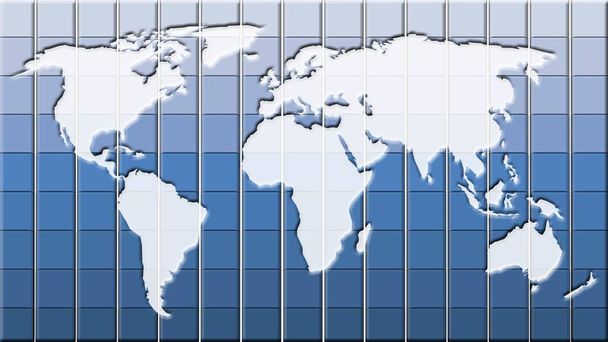 Mapa světa - ilustrované 3D pozadí - šablona mapy pro design webových stránek - 3D vykreslování - Fotografie, Obrázek