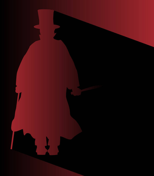 Силуэт красной тени Джека Потрошителя
 - Вектор,изображение