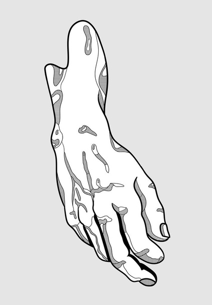 David escultura da mão. Ilustração vetorial desenhada à mão
.  - Vetor, Imagem