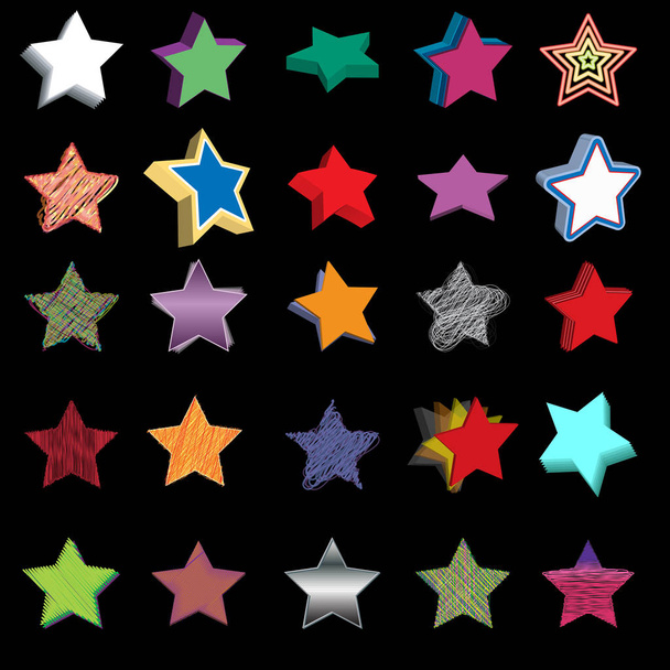 Απρόσκοπτη μοτίβο με αστέρια σε μαύρο φόντο. Εικονογράφηση διανύσματος - Διάνυσμα, εικόνα