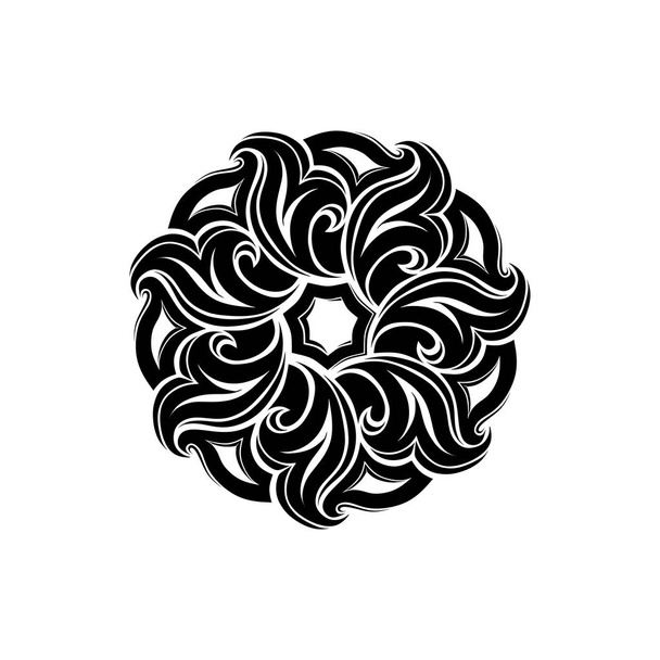 Piękne okrągłe pojedyncze logo. Logo na butik, wnętrze. Logo firmy, znak, godło, element. Prosty kwiat, logo Mandala. Ikony, biznes, zaproszenia. Klasyka. Islam, arabski, indyjski, otoman - Wektor, obraz