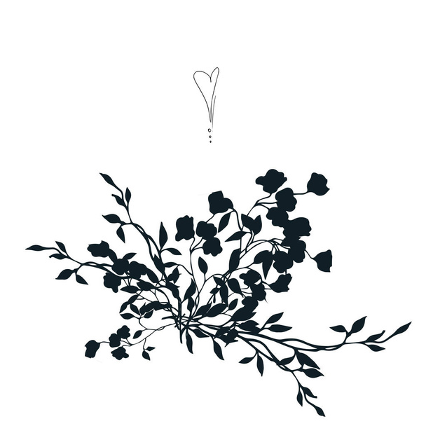 ハートの黒い花 - ベクター画像