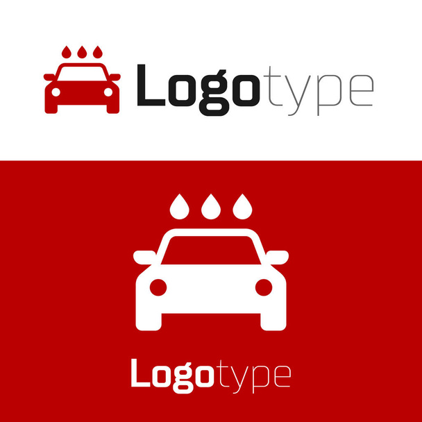 Red Car wash icoon geïsoleerd op witte achtergrond. Carwash service en water cloud icoon. Logo ontwerp template element. Vector Illustratie - Vector, afbeelding