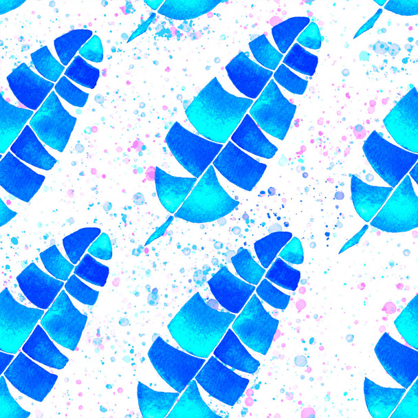 Tropical seamless pattern. Watercolor childlike pa - Фото, изображение