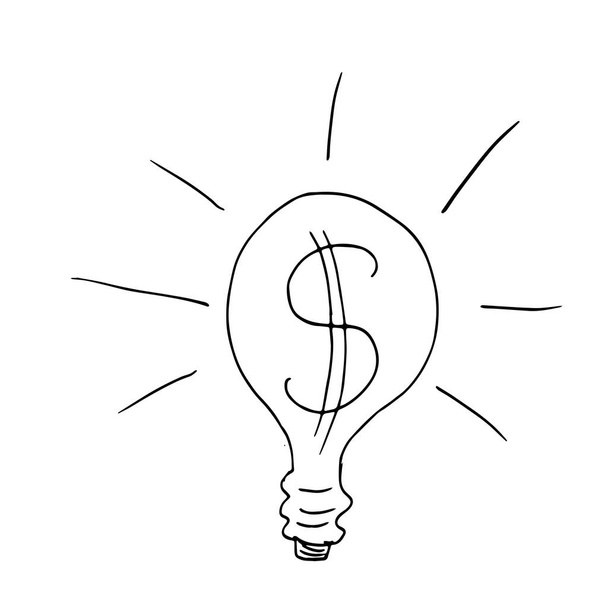 Lamp bulb with dollar sign - Vector, Imagen