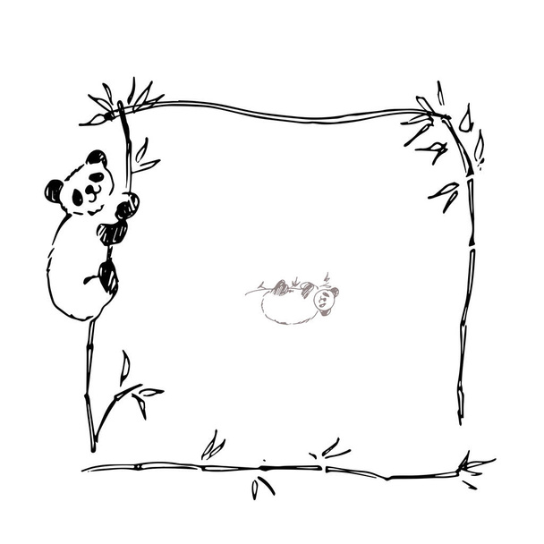 Quadro simples com panda, espaço de cópia
 - Vetor, Imagem