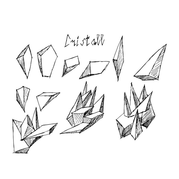 verscheidenheid van kristallen in omtrek - Vector, afbeelding