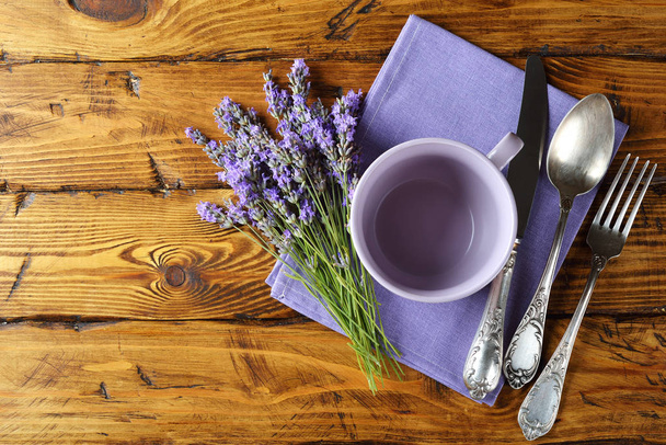 Cutlery with lavender - Foto, Imagem