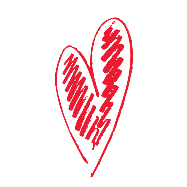abstrakti käsin piirretty punainen sydän valkoisella taustalla, rakkaus ja ystävänpäivä käsite
 - Vektori, kuva