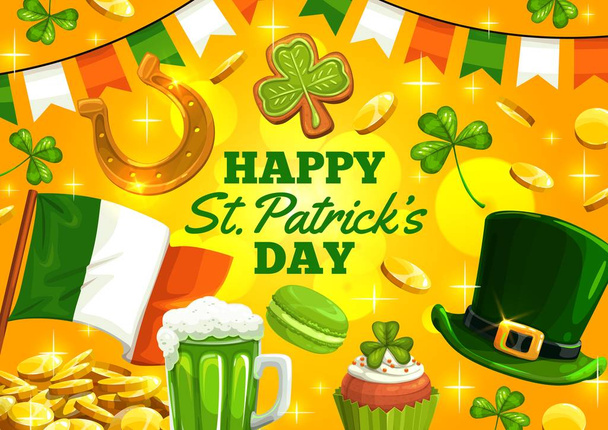 happy st patrick day, irischer Feiertag, irische Flaggen - Vektor, Bild