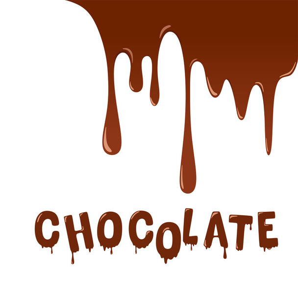 Flowing chocolate. Chocolate lettering with dripping drops. Vector isolates on a white background. - Vector, Image