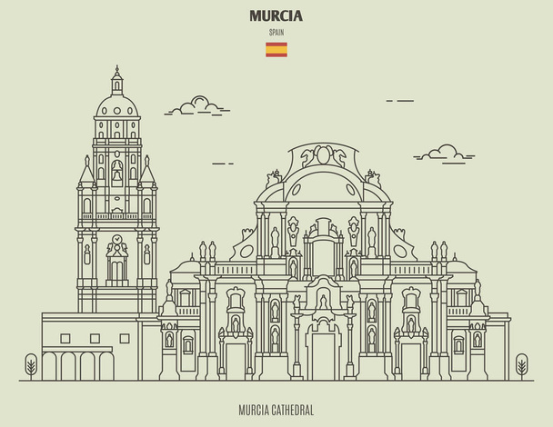 Murcia Cathedral, Spain. Landmark icon - Vector, Imagen