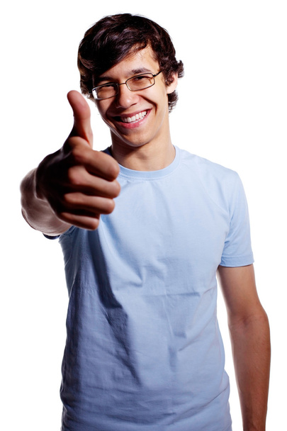 Guy showing thumb up gesture - Photo, Image