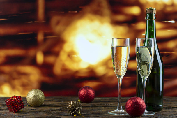 Champagner auf Bokeh-Hintergrund - Foto, Bild