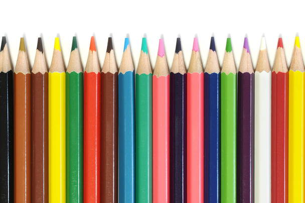 Color pencils as background. Close up. selective focus. - Photo, Image