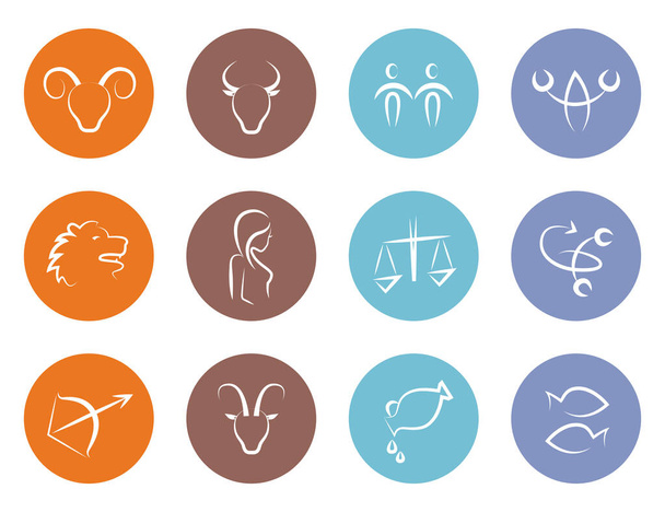 Цветной круглый набор знаков зодиака
 - Вектор,изображение