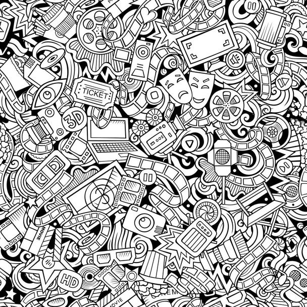 Cartoon cute doodles Cinema seamless pattern - Photo, Image
