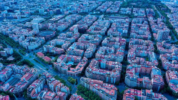 aerial street view of Barcelona, Spain - 写真・画像