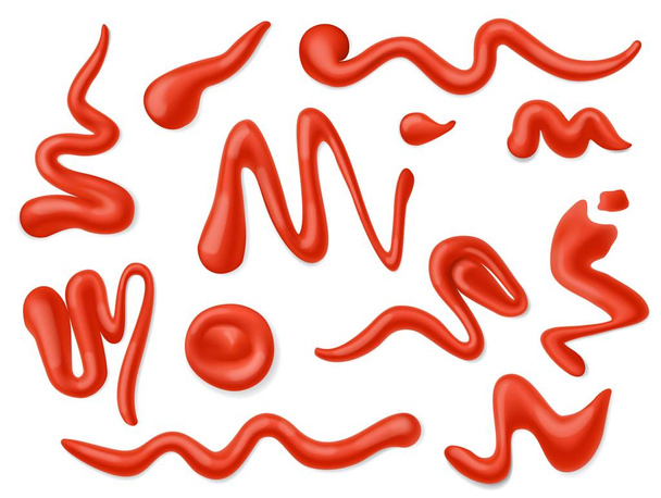 Ketchup or tomato sauce stain, splash, splat, drop - Vector, Image