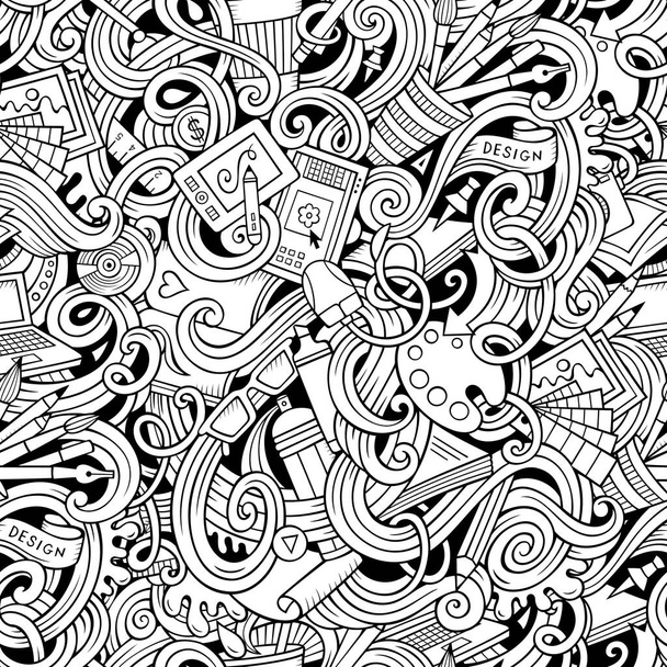 Cartoon hand-drawn doodles on the subject of Design seamless pattern - Photo, Image