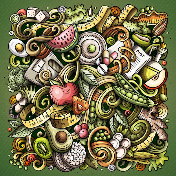 Cartoon doodles Διατροφή εικονογράφηση χρωμάτων - Φωτογραφία, εικόνα