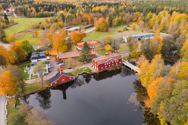 Aerial view of old village Ruotsinpyhtaa at autumn, Finland. - Photo, Image