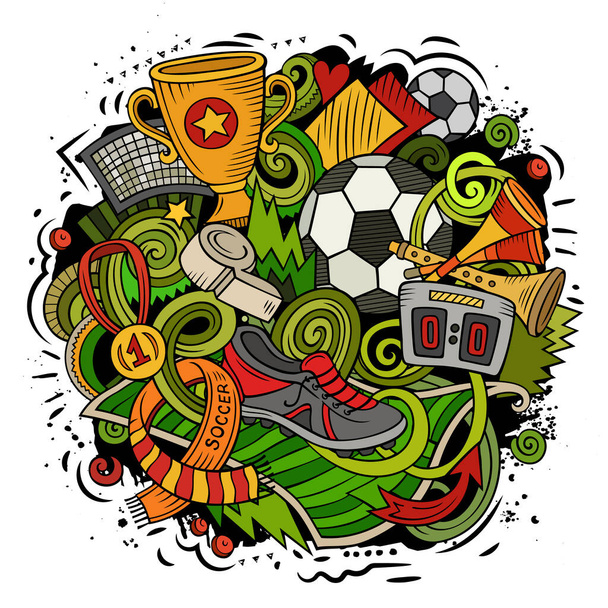 Cartoon doodles voetbal illustratie - Foto, afbeelding