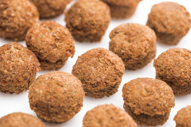 close up view of delicious fresh cooked falafel balls on white background - Photo, Image