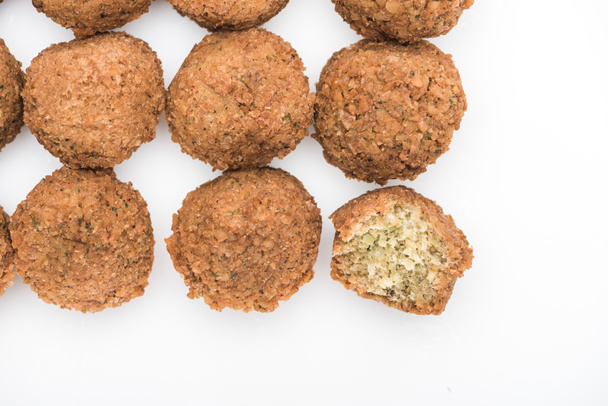 top view of fresh cooked falafel balls on white background with copy space - Фото, зображення