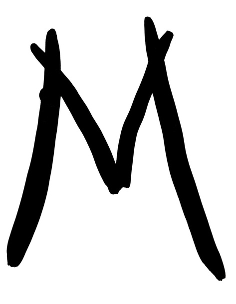 zwarte letter m met de hand geschreven - Foto, afbeelding
