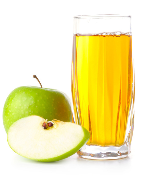 Glass of apple juice and green apples isolated o - Fotó, kép