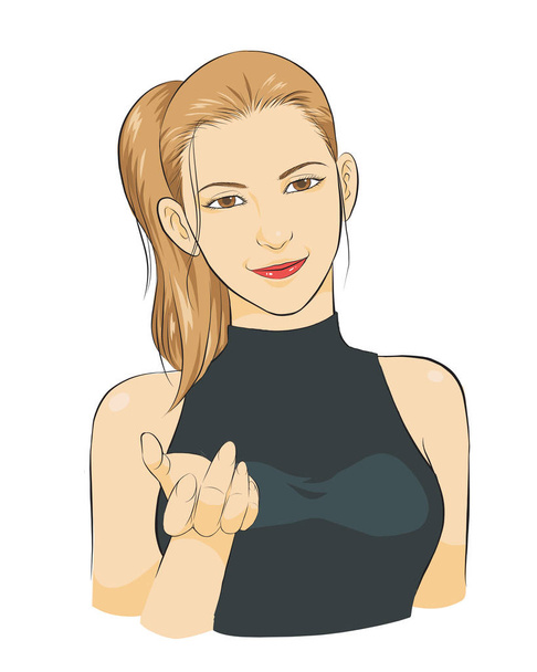 sexy healthy girl. strong healthy beautiful woman with action fit and firm posing healhty diet ideas concept. vector illustration isolated cartoon hand drawn - ベクター画像