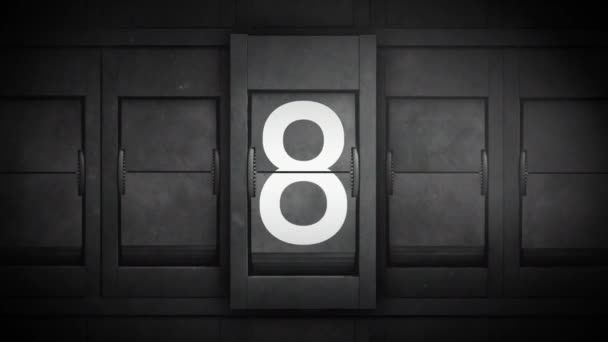 Countdown With Airport Split Flap Letters/ 4k animation of a countdown background from 9 to 0 with airport style split flap numbers showing and grain and texture overlays - Footage, Video