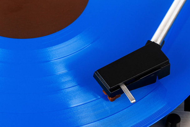 Close up of turntable cartridge on a vinyl - Photo, Image