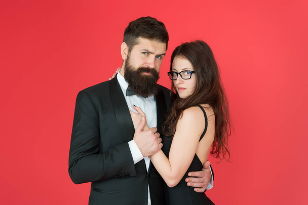 Dating together. Couple in love dating. Bearded man and sensual woman on date. Dating romantic relationship. Love and romance. Dating and courtship - Valokuva, kuva