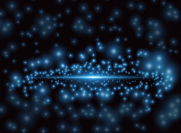 Kék absztrakt Csillagpor. Kozmikus robbanás, villanás, az égen. Vektorillusztráció. - Vektor, kép
